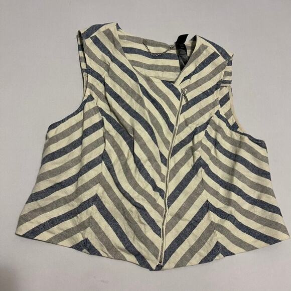 Chico's Black Label Blue gray linen zip up vest 2 - Picture 1 of 7